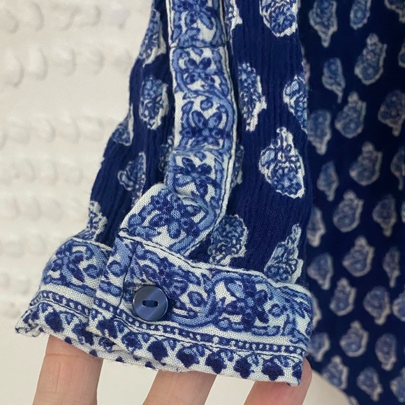Lucky Brand royal blue paisley printed button up s - Picture 6 of 10